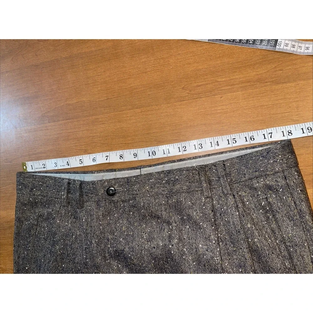 St Croix Donegal Tweed Pants Men 36 Speckled Wool Dress Pleated Cuffed Italy